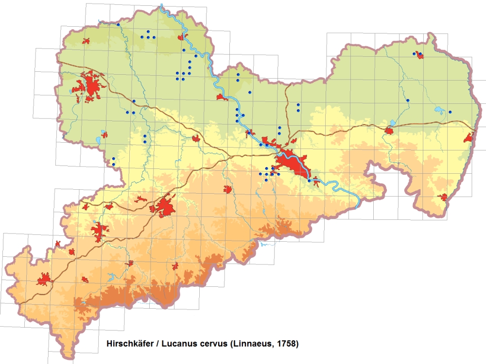 Hirschkäfer Verbreitungskarte