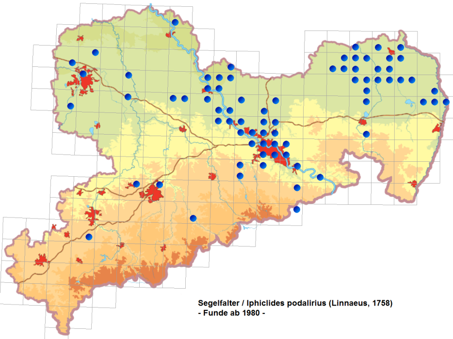 Segelfalter Verbreitungskarte