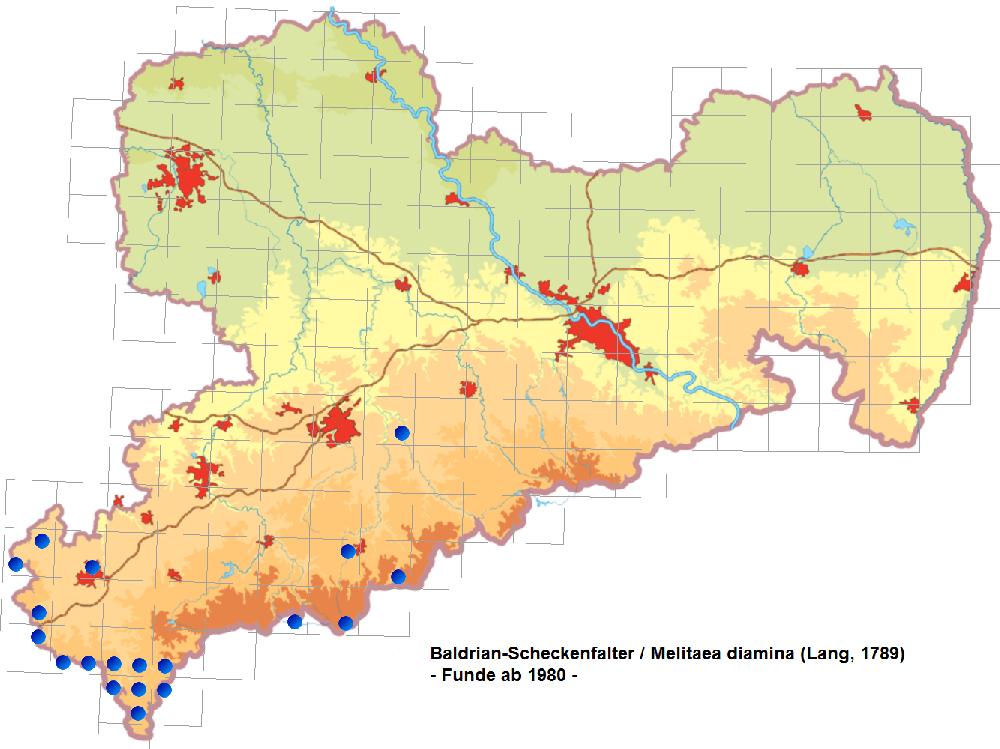 Baldrian-Scheckenfalter Verbreitungskarte